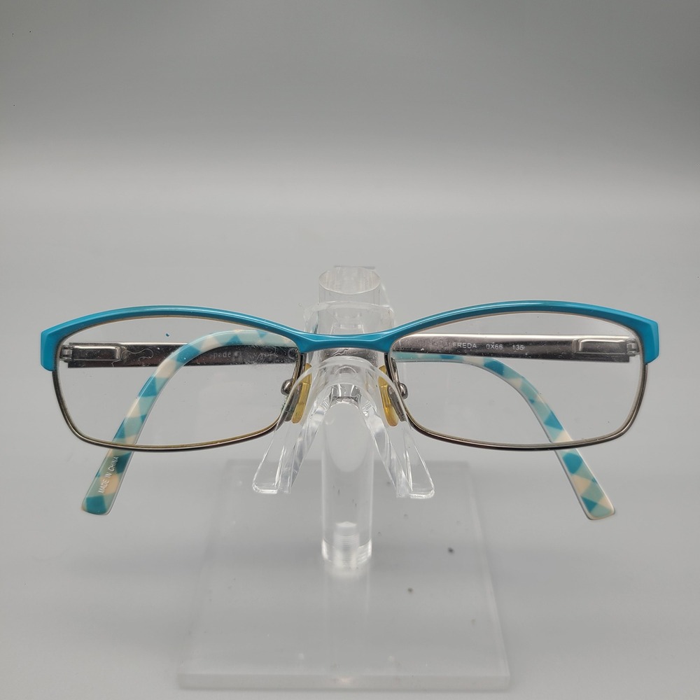Kate Spade New York Alfreda Teal Silver Rectangle Eyeglass Frames 51-16-135 0X66